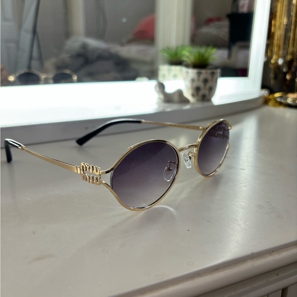 Gold Frame Sunglasses with Black Arms main image 5